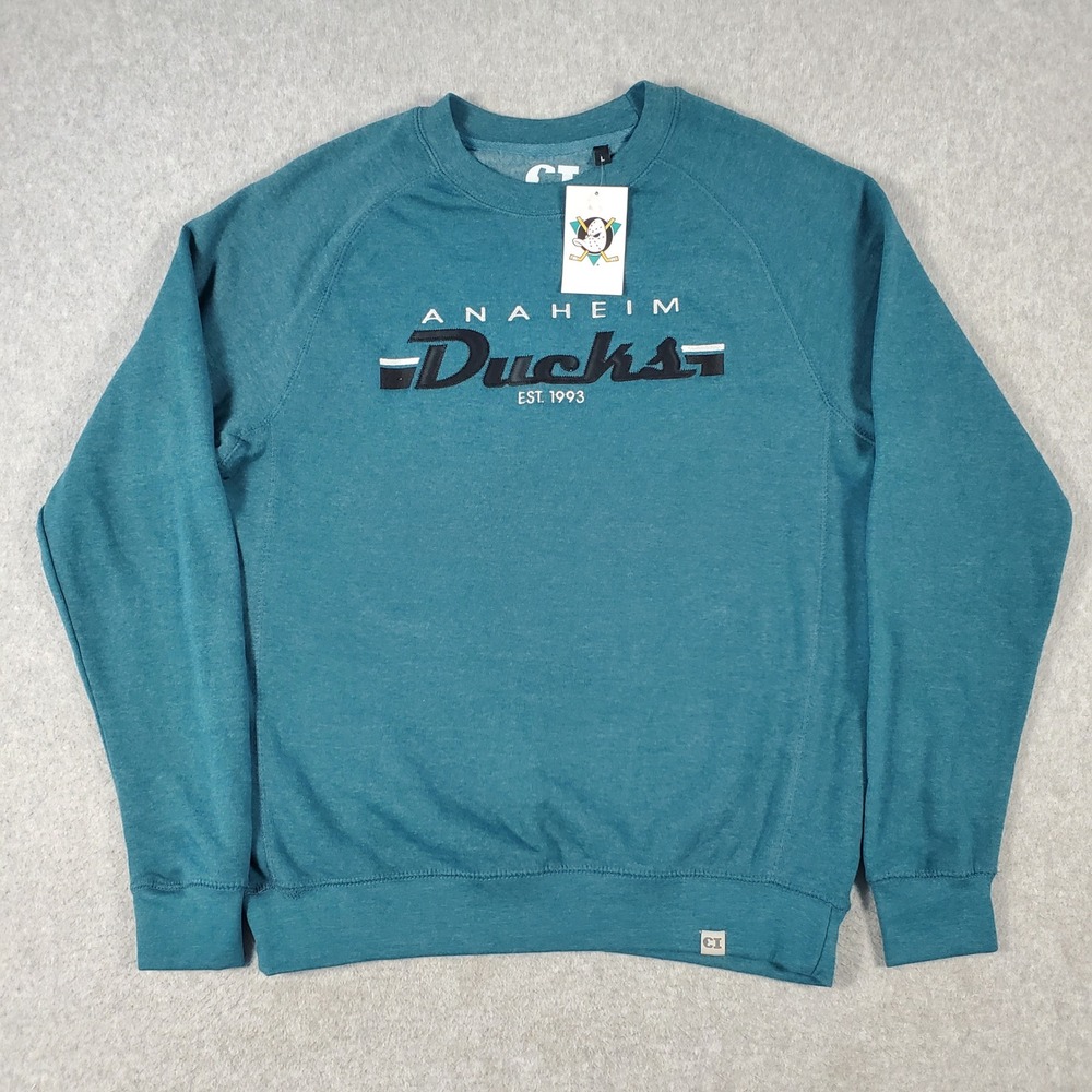Anaheim Ducks NHL Mens Small Jade Teal Embroidered Sweatshirt CIBRC Pullover